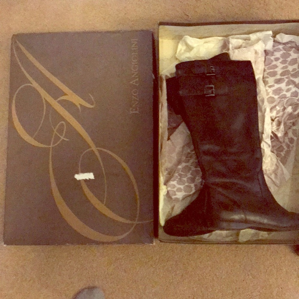 Black leather riding boots
